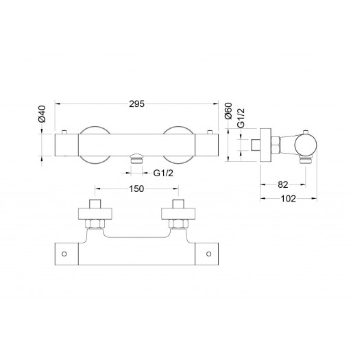 Смеситель для душа AQUATEK Европа AQ1363CR термостатический хром